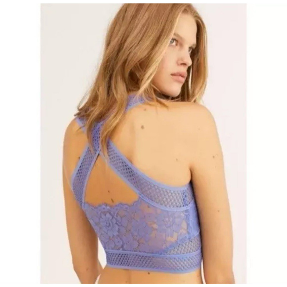 NWT Free‎ People INTIMATELY Sitting Pretty Floral Lace Brami Egret Blue Size S - Picture 8 of 16